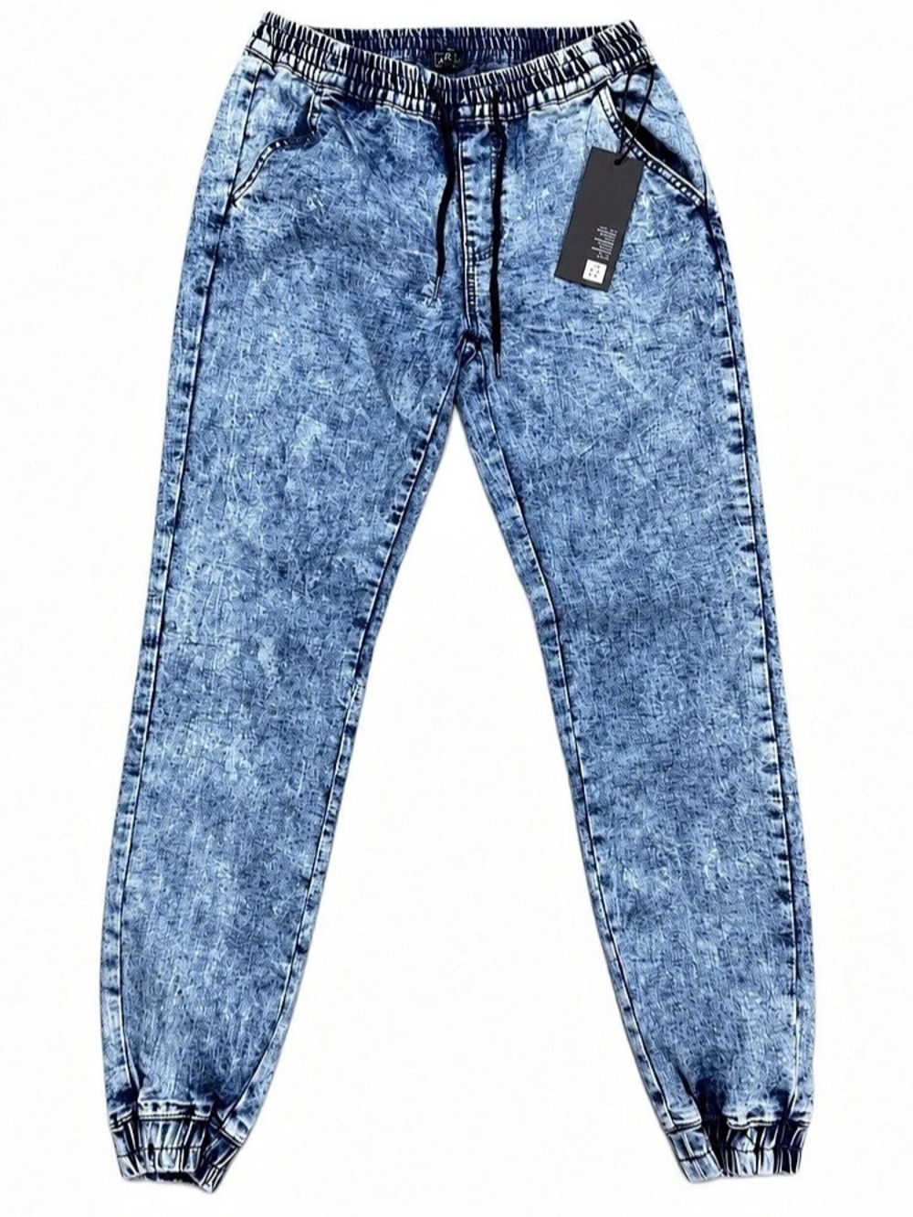 Acid Wash Jogger Pants in Blue NWT